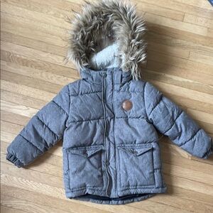 Children's Gray Hooded Winter Coat